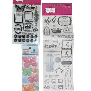 Pink Paisley Pop Fashion Art Acrylic Stamps Press Ons Martha Stewart Butterflies